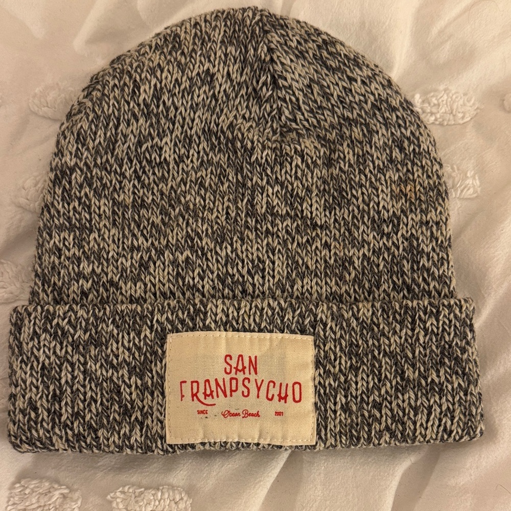 San Franpsycho Black and White Knit Beanie